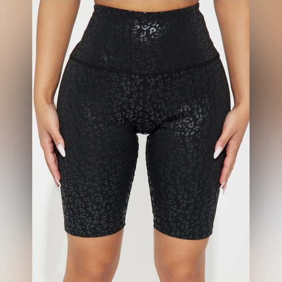 Fashion Nova Pants - Fashion Nova Black Animal Print Bike Shorts